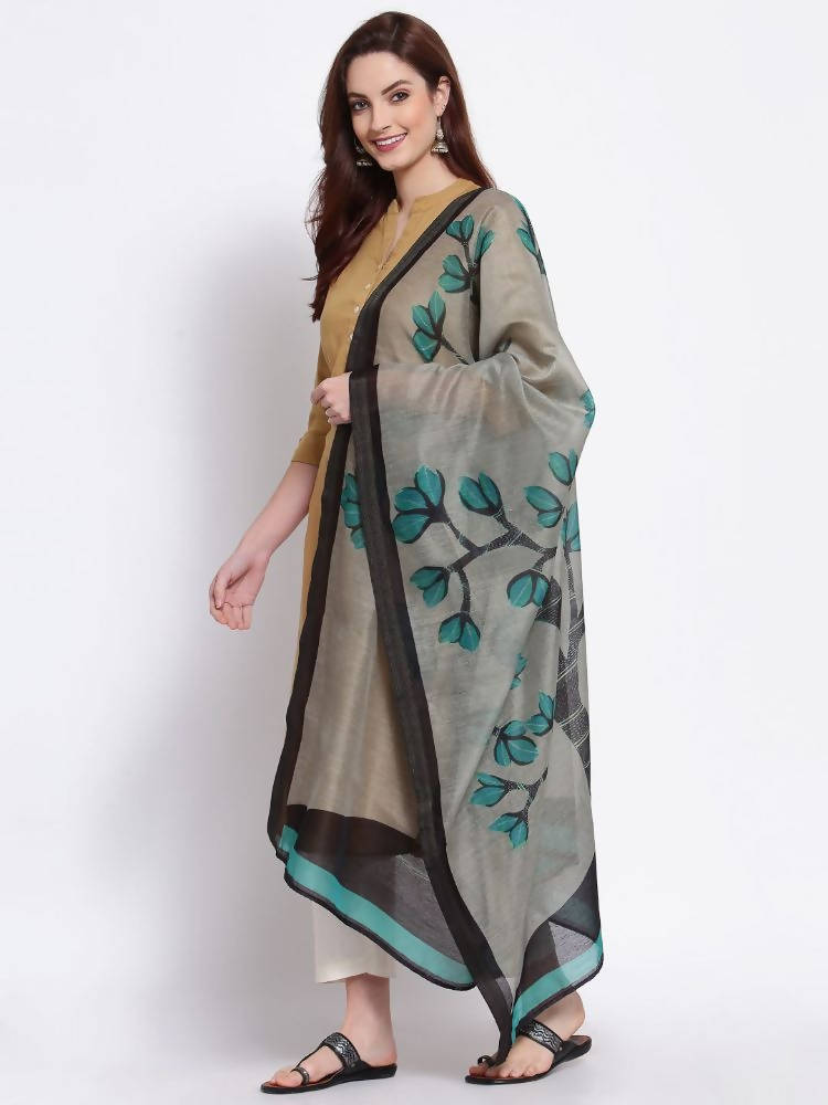 Myshka Women's Beautiful Multi Cotton Silk Printed Casual Dupatta | Grocsy