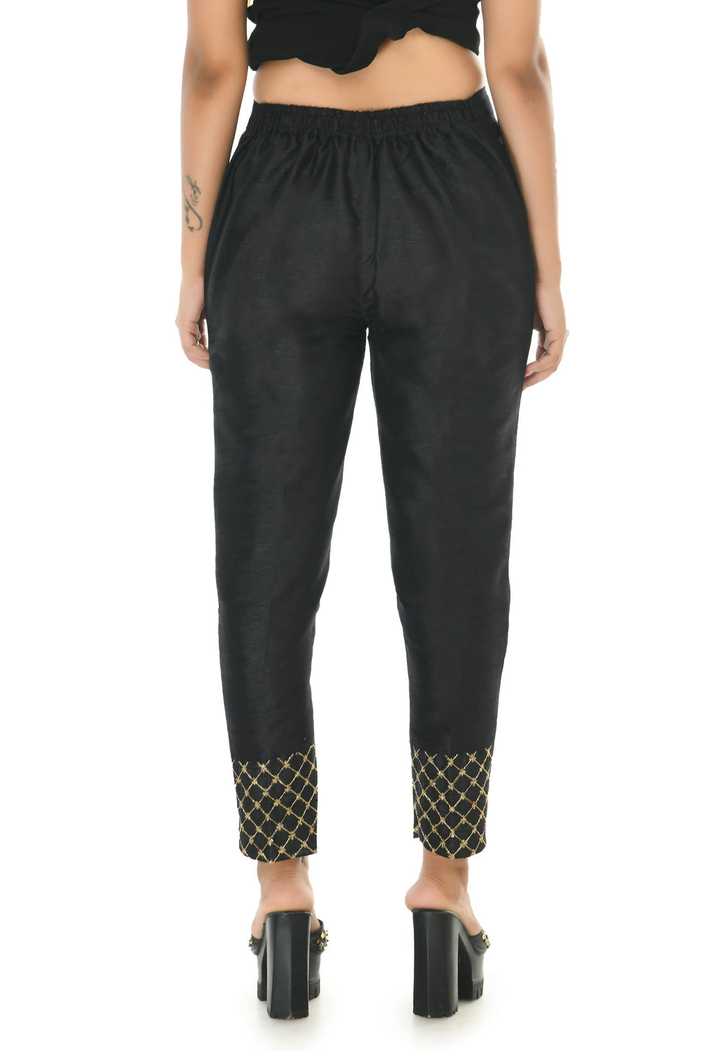 Mominos Fashion Moeza Silk Black Color Pant | Grocsy