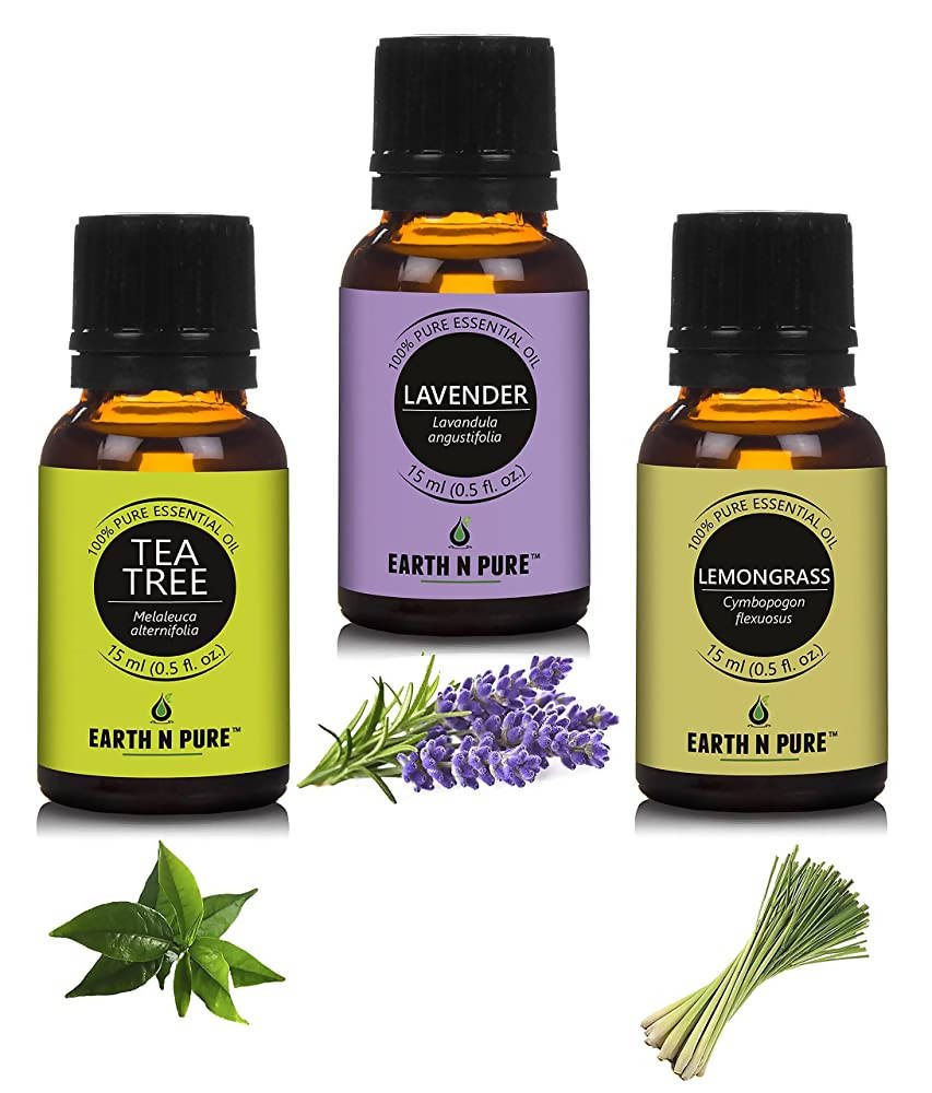 Earth N Pure Essential Oils (Tea Tree, Lavender & Lemongrass) | Grocsy