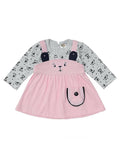 NammaBaby Baby Girl's A-Line Mini Frock Dress - Pink Grey | Grocsy