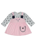 NammaBaby Baby Girl's A-Line Mini Frock Dress - Pink Grey | Grocsy