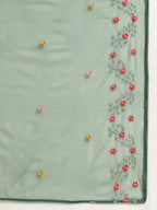 Green Chinon Embroidered Straight Kurta with Trouser & Dupatta - Salimar | Grocsy