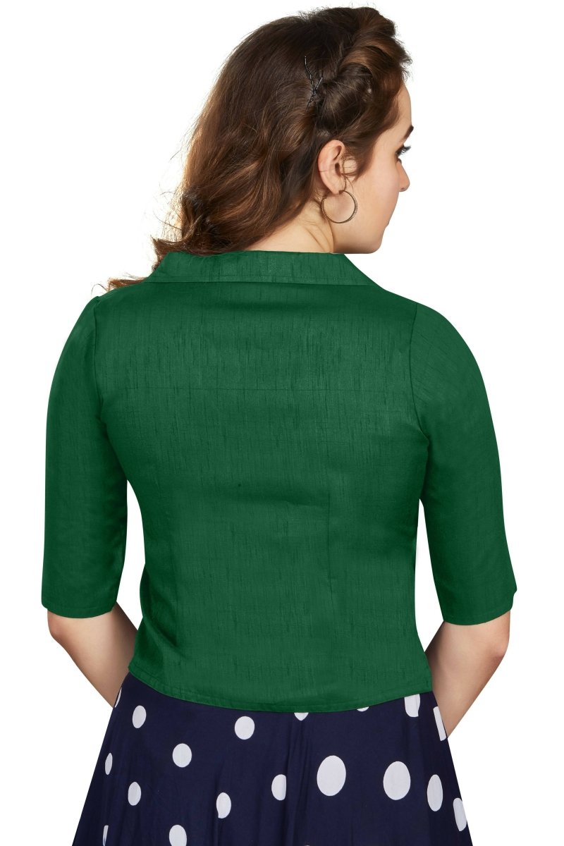 Aastha Fashion Women's Women's Bottle Green Art Silk Button Readymade Blouse | Grocsy