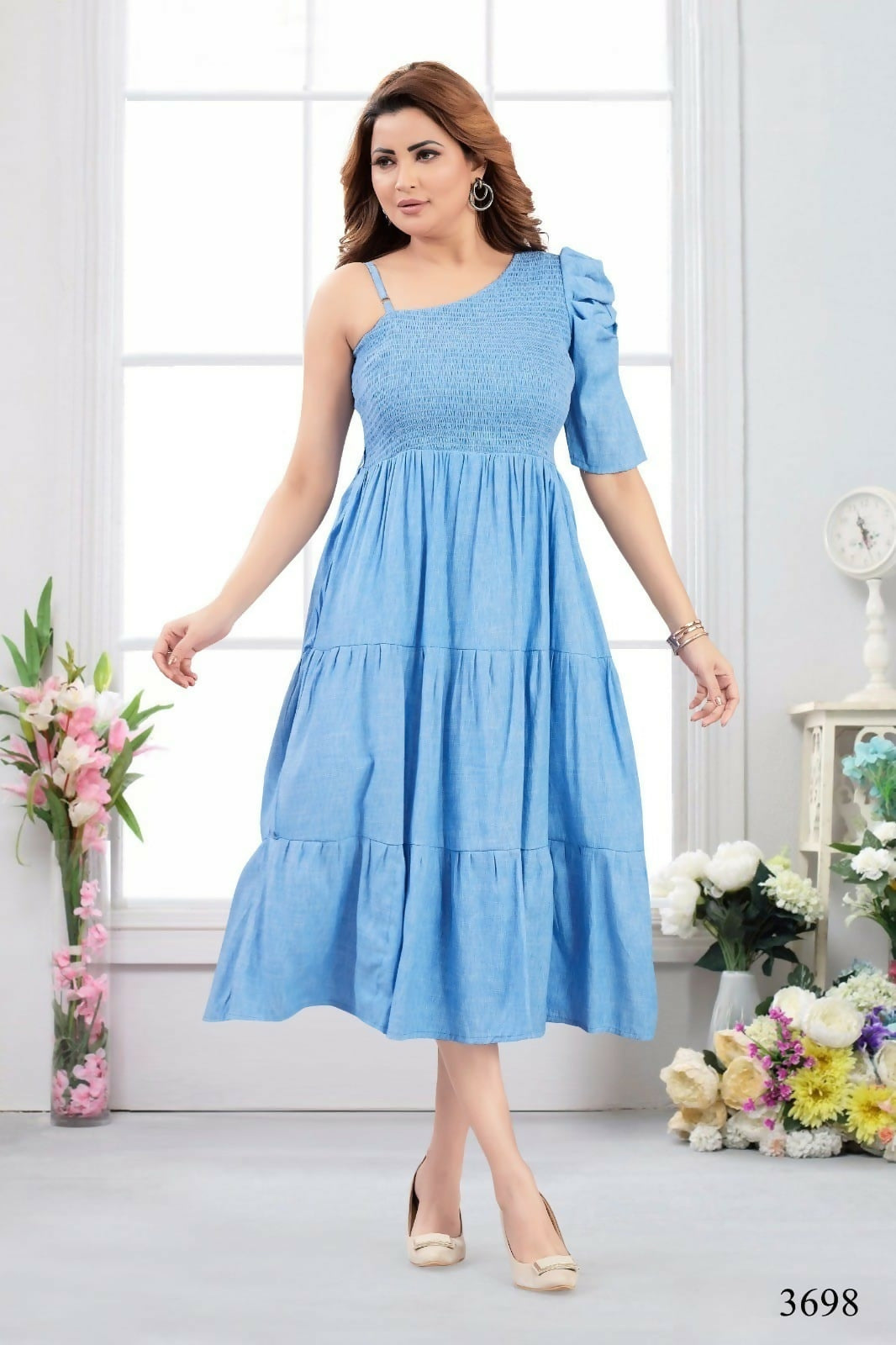 Joban Fashion Heavy Muslin Sky Blue Color Tunic | Grocsy