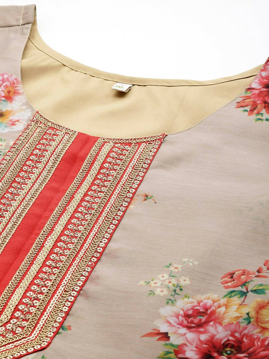 Ahalyaa Women's Traditional wear Kurta Set - Tan | Grocsy