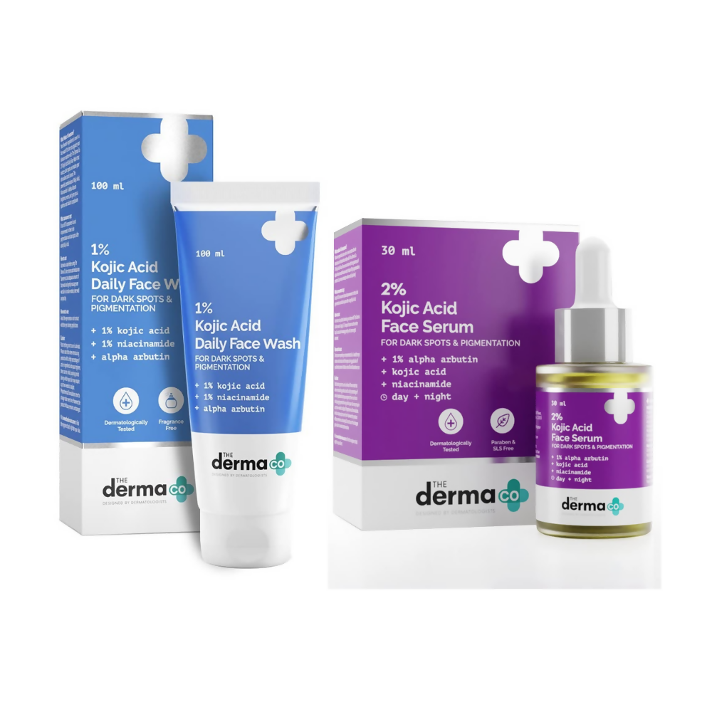 The Derma Co 1% Kojic Acid Face Wash & 2% Kojic Acid Face Serum Combo | Grocsy
