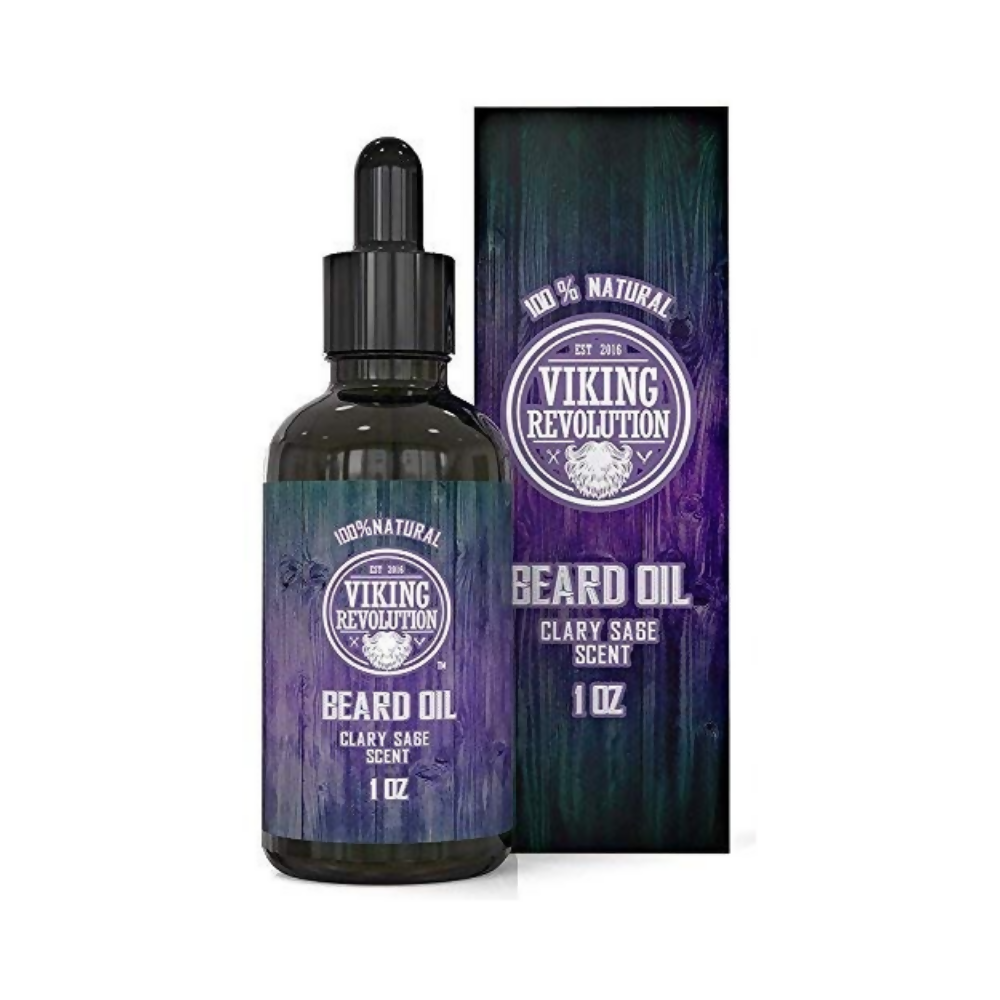 Viking Revolution Beard Oil Conditioner - All Natural Clary Sage Scent | Grocsy