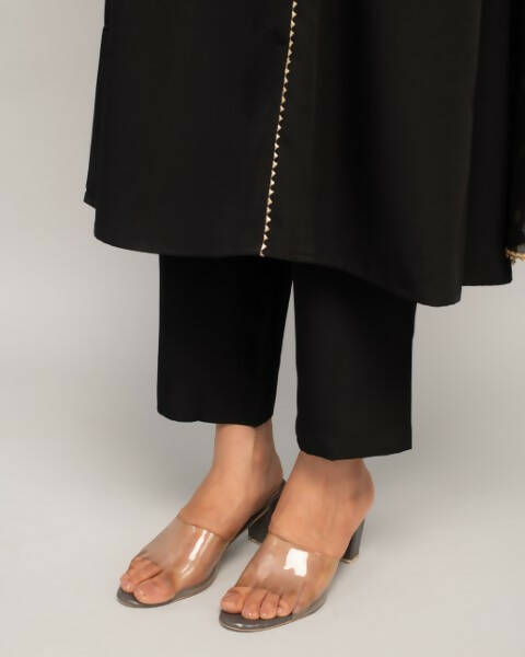 FIORRA Women's Black Creap A-Line Kurta Pant With Dupatta | Grocsy