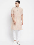 Even Apparels Yellow Pure Cotton Men's H/S Kurta With Band Collar | Grocsy