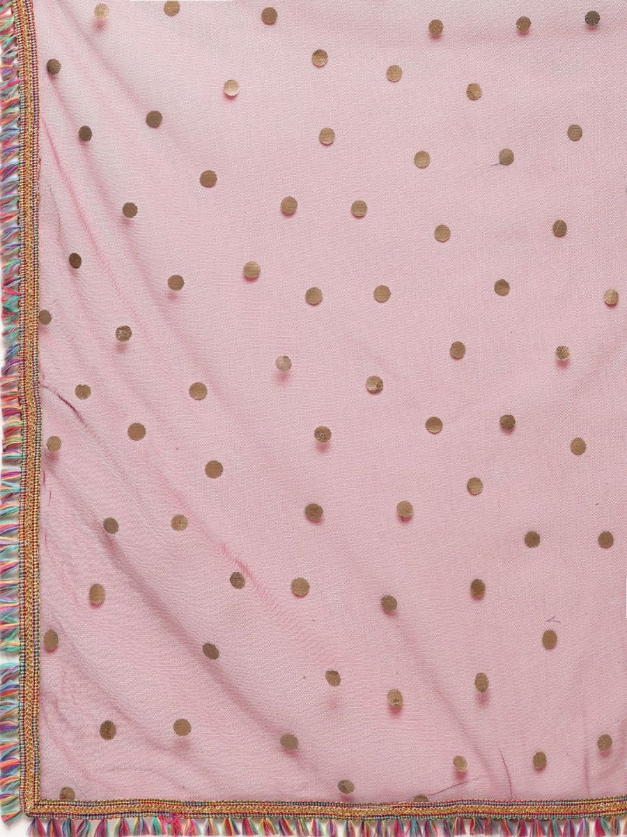Ahalyaa Women Beige Floral Printed Regular Gotta Patti Kurta with Palazzos & With Dupatta | Grocsy