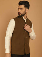 Even Apparels Pure Wool Nehru Jacket - Green | Grocsy