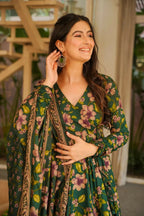 Aayaa Designer Cotton Silk Suit - Green | Grocsy
