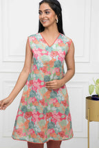 Myshka Women Multi Floral Rayon A-Line V-Neck Kurtis | Grocsy