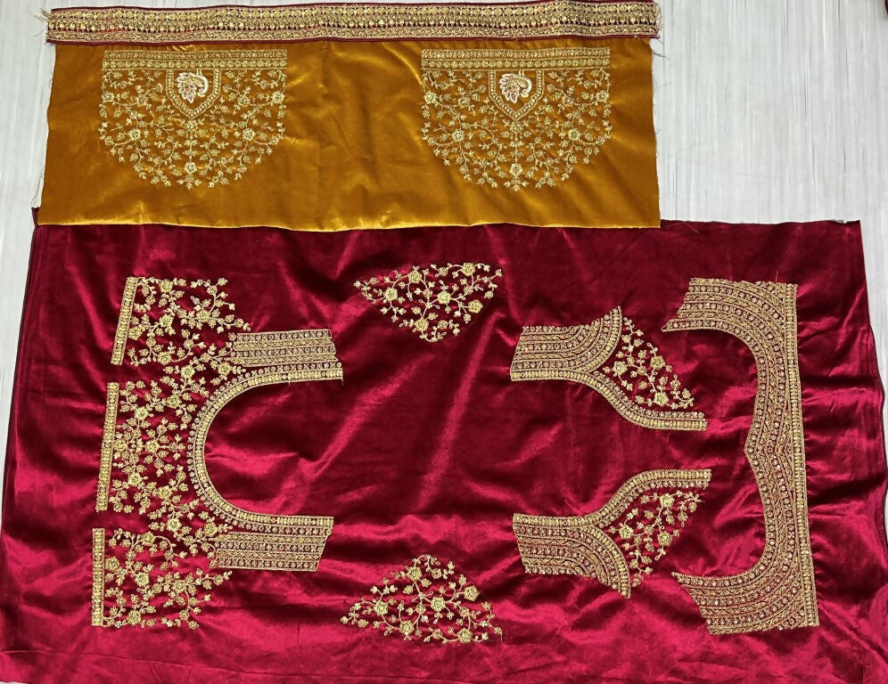 Jyoti Fashion Women's Mustard Velvet Multi Thread Embroidered, Patch Work with Zircon Diamond Wedding Lehenga Choli | Grocsy