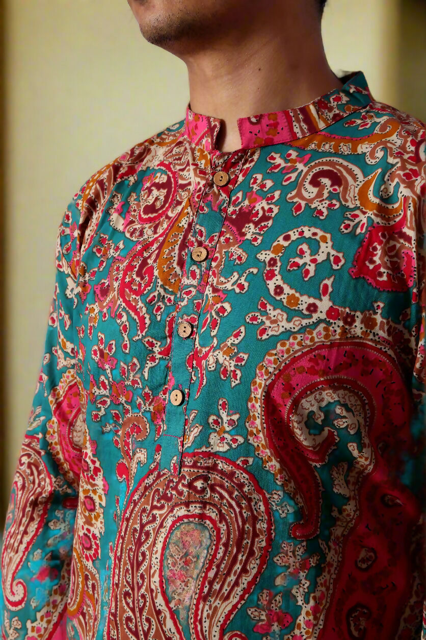Souchii Men Pure Cotton Ethnic Motif Printed Straight Kurta | Grocsy
