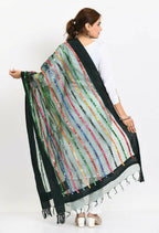 Mominos Fashion Moeza Women's Orgenza Multi Thread Mirror Work Bottle Green Dupatta | Grocsy