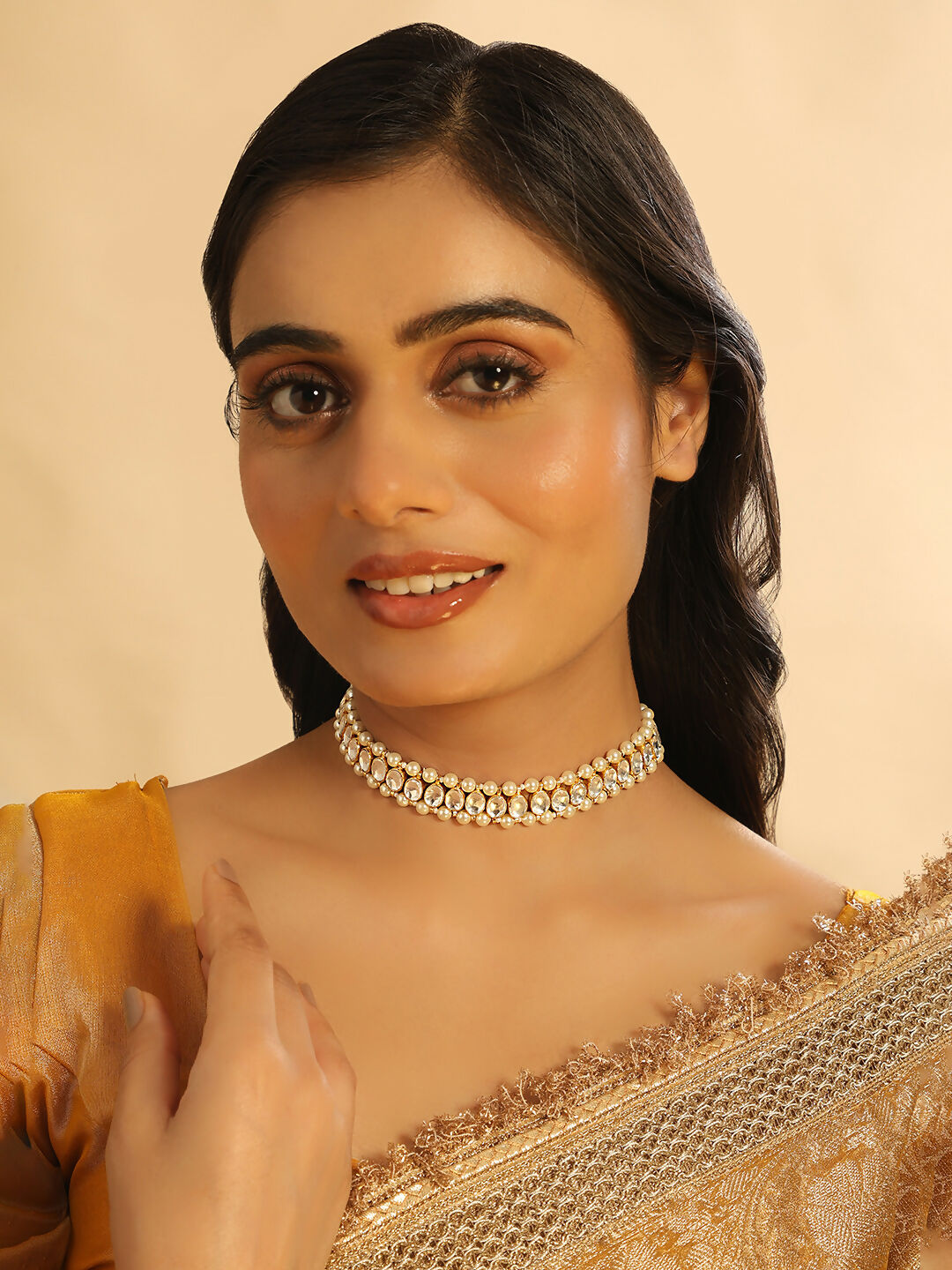 Nuyug 22K Gold Plated Kundan Refined Sleek Matha Patti | Grocsy
