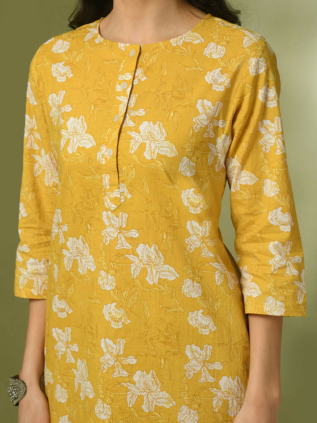 Myshka Women's Yellow Printed Cotton Round Neck Party Tunic With Trousers Co-ord set | Grocsy
