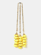 Ruby Raang Gold Gota Pati Work And Yellow Rosses With Black Thread & Golden Stones | Grocsy