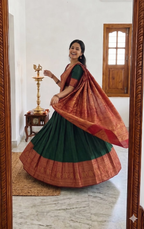 Teeya Creation Green Traditional Lehenga Choli Set Featuring Intricate Purple and Gold Zari Detailing | Grocsy