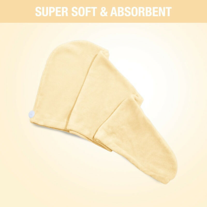 Nykaa Naturals Microfiber Hair Wrap for Frizz Free & Shiny Hair - Yellow | Grocsy