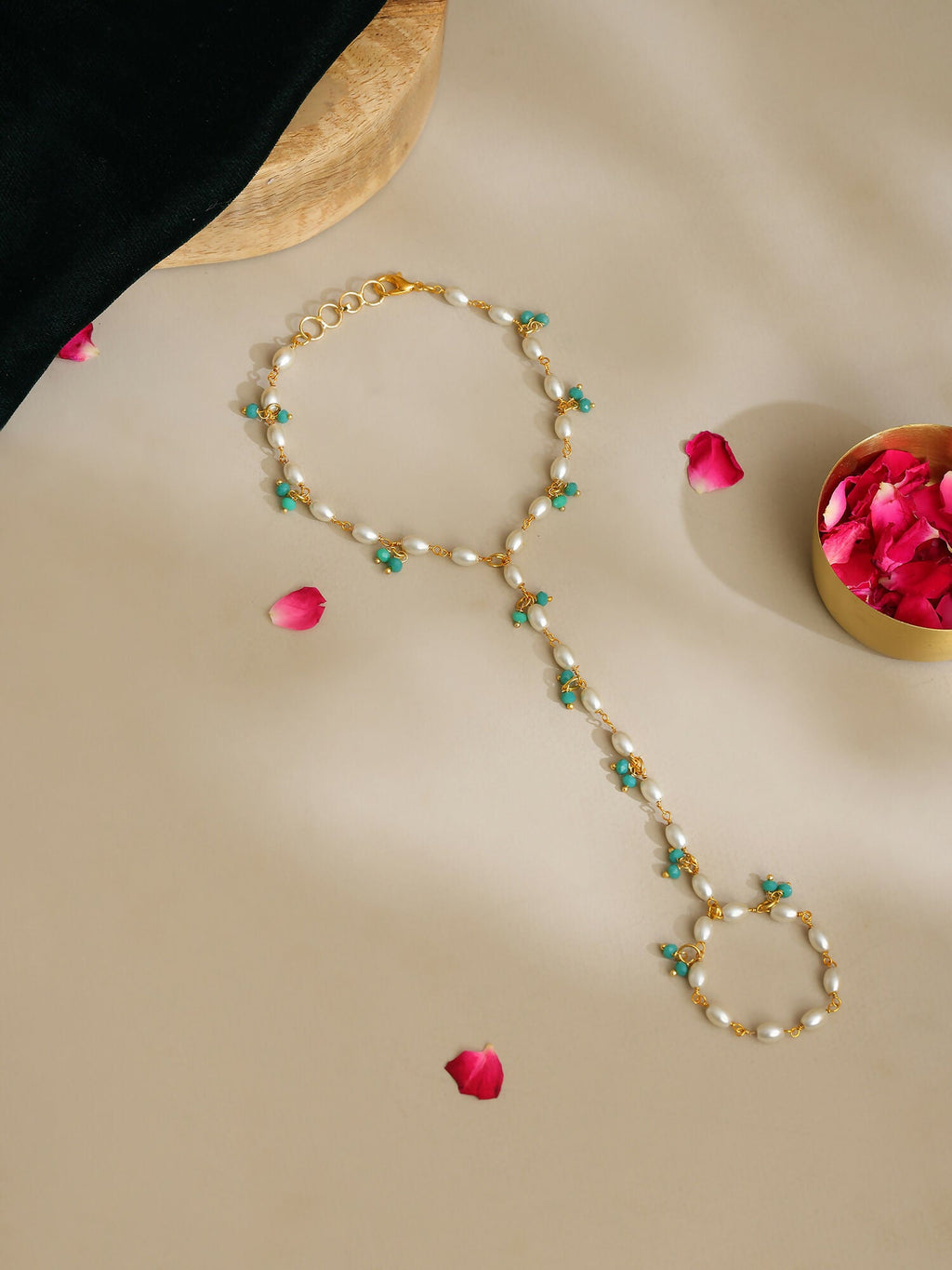 Ruby Raang Multi Pearl & Stone Haath Phool | Grocsy