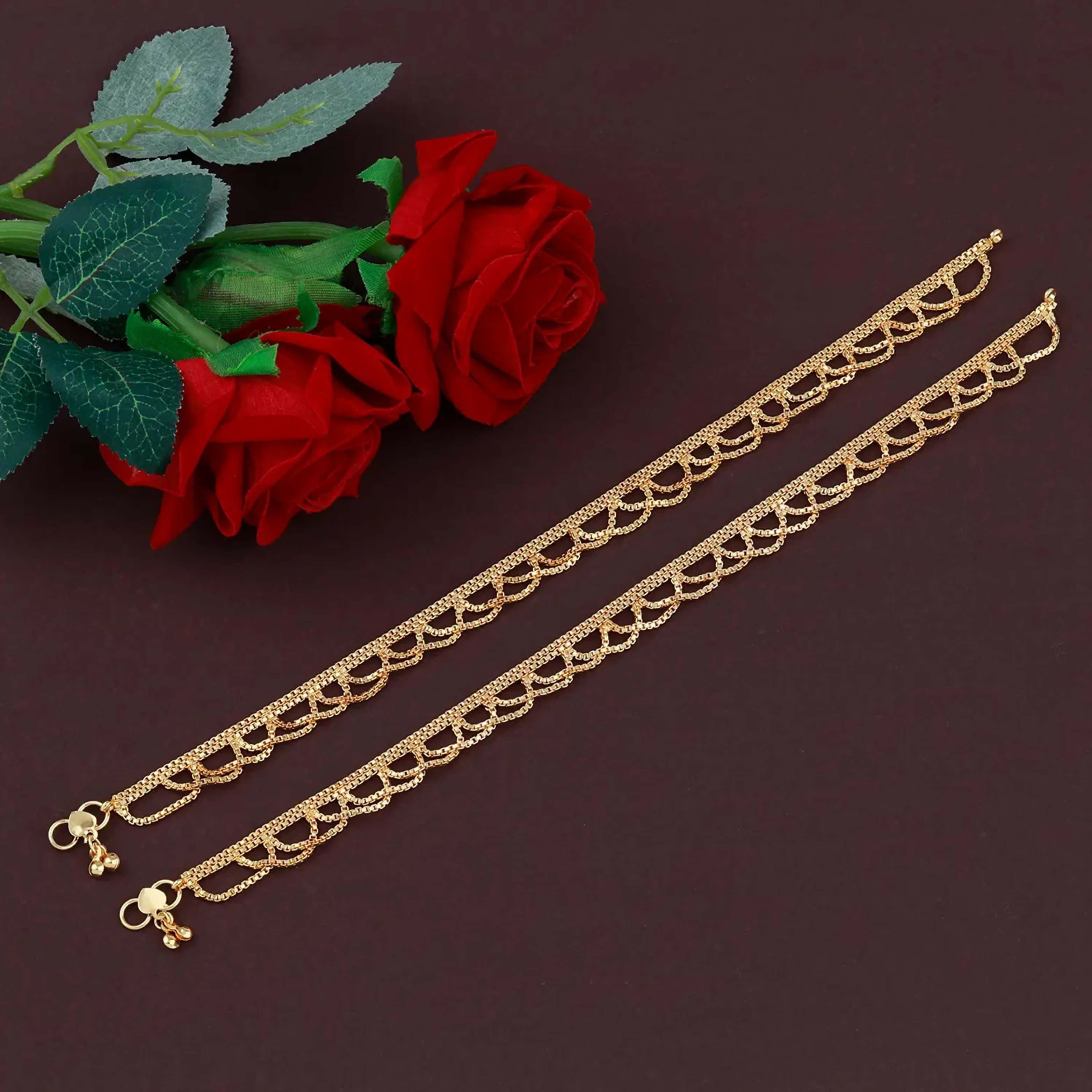 Joban Fashion Golden Copper Anklet For Girl | Grocsy