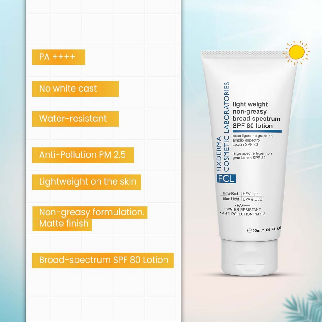 FCL Light Weight Non-Greasy Broad Spectrum SPF 80 Lotion | Grocsy