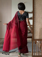 Suta Maroon Woven Design Pure Cotton Saree | Grocsy