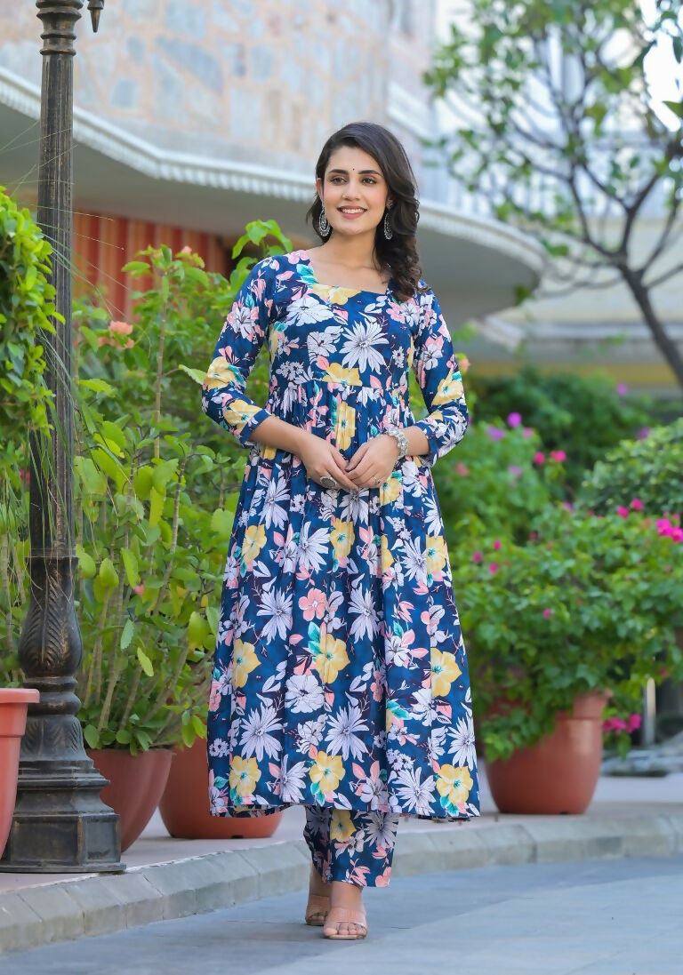 Designer Stylish Blue Ab Cotton Suit With Dupatta - Anbazaar | Grocsy