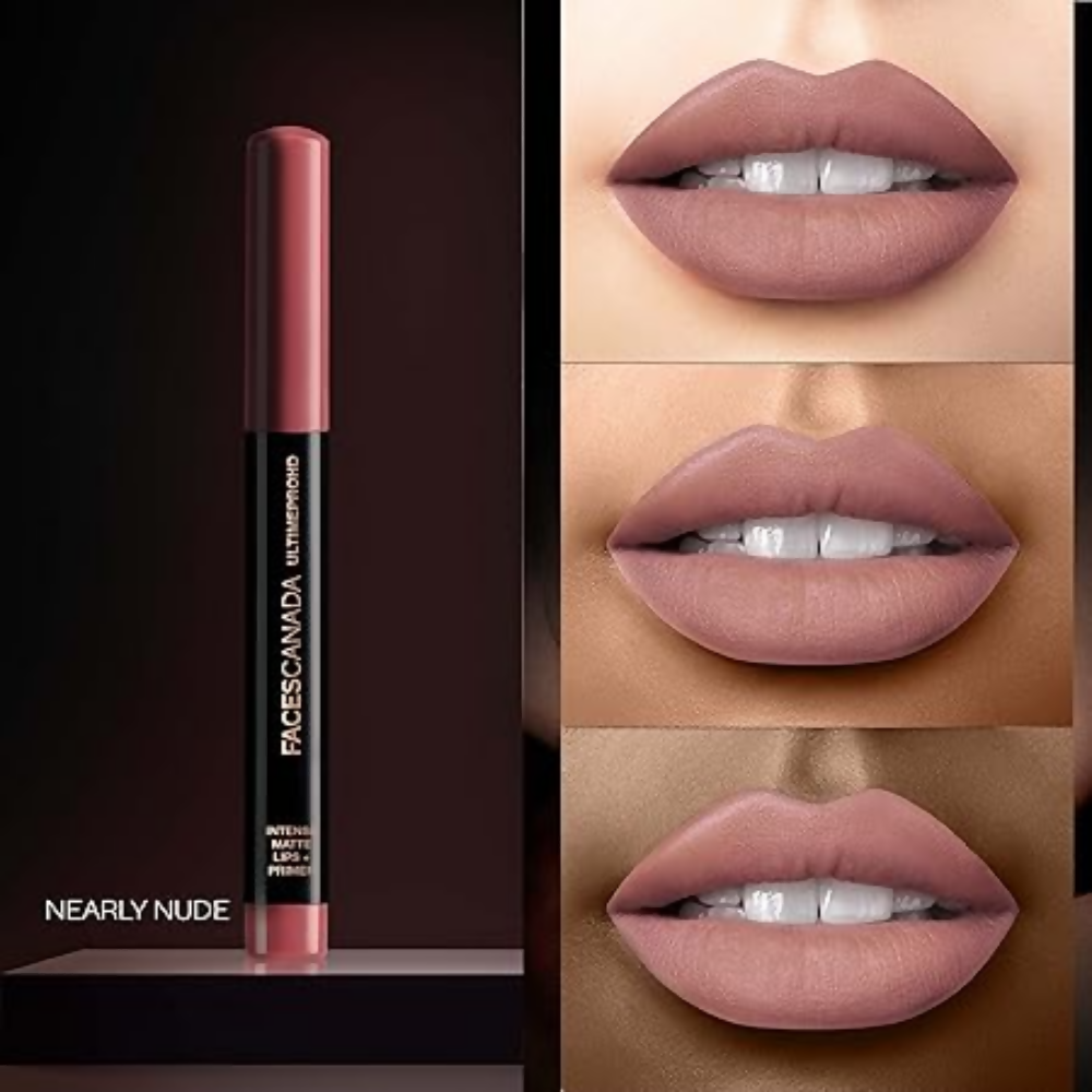 Faces Canada Ultime Pro HD Intense Matte Lipstick + Primer - Nearly Nude (Nude) | Grocsy
