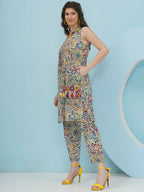 Joban Fashion Floral Co Ord Set With Embellished Sling Bag - Multi | Grocsy