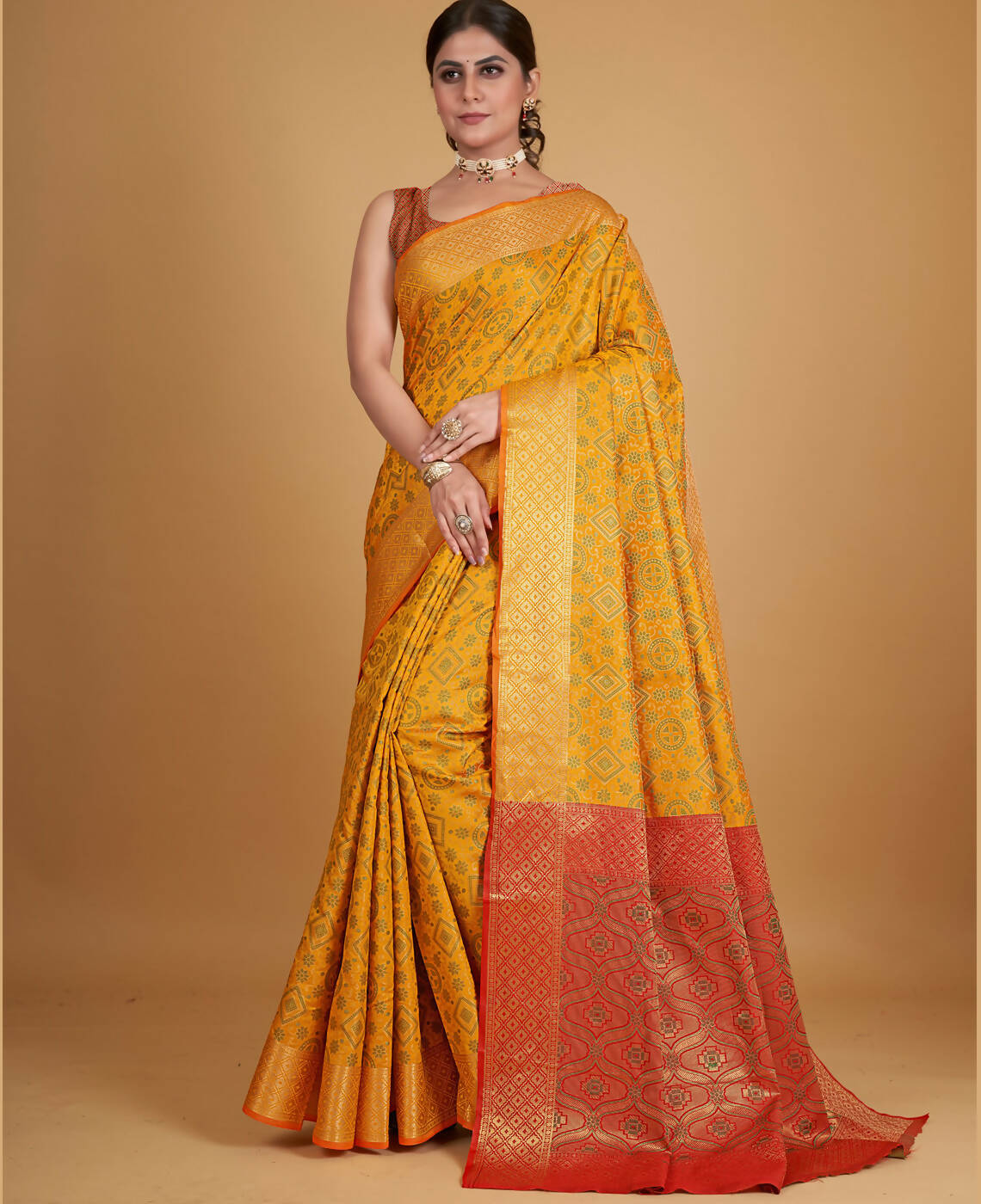 Mustard Silk Woven Design Saree With Unstitched Blouse Piece - Akshita | Grocsy