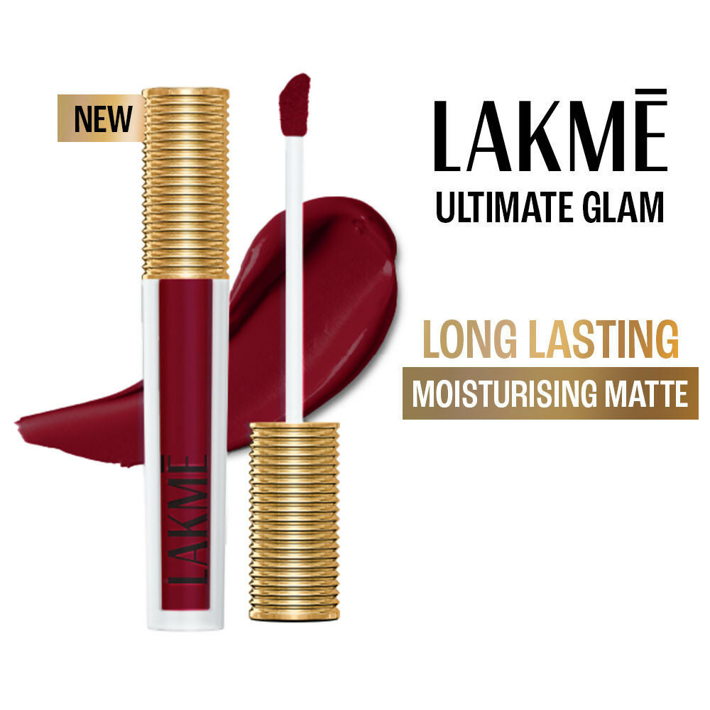 Lakme Ultimate Glam Matte Liquid Lipstick - Red Wine | Grocsy