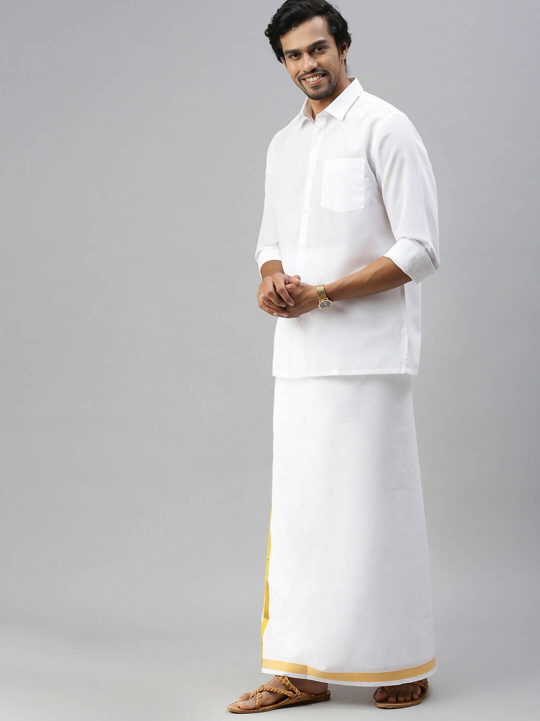 Ramraj Cotton Mens Full Sleeve Formal 100 % Cotton White Shirt | Grocsy