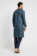 Ethnic India Blue Men's Kurta Ethnic Motifs Polyester | Grocsy