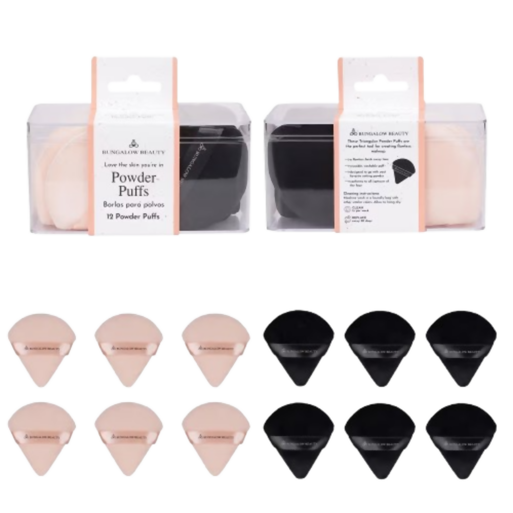 BUNGALOW BEAUTY Triangle Powder Puff Set - Pack of 12 | Grocsy