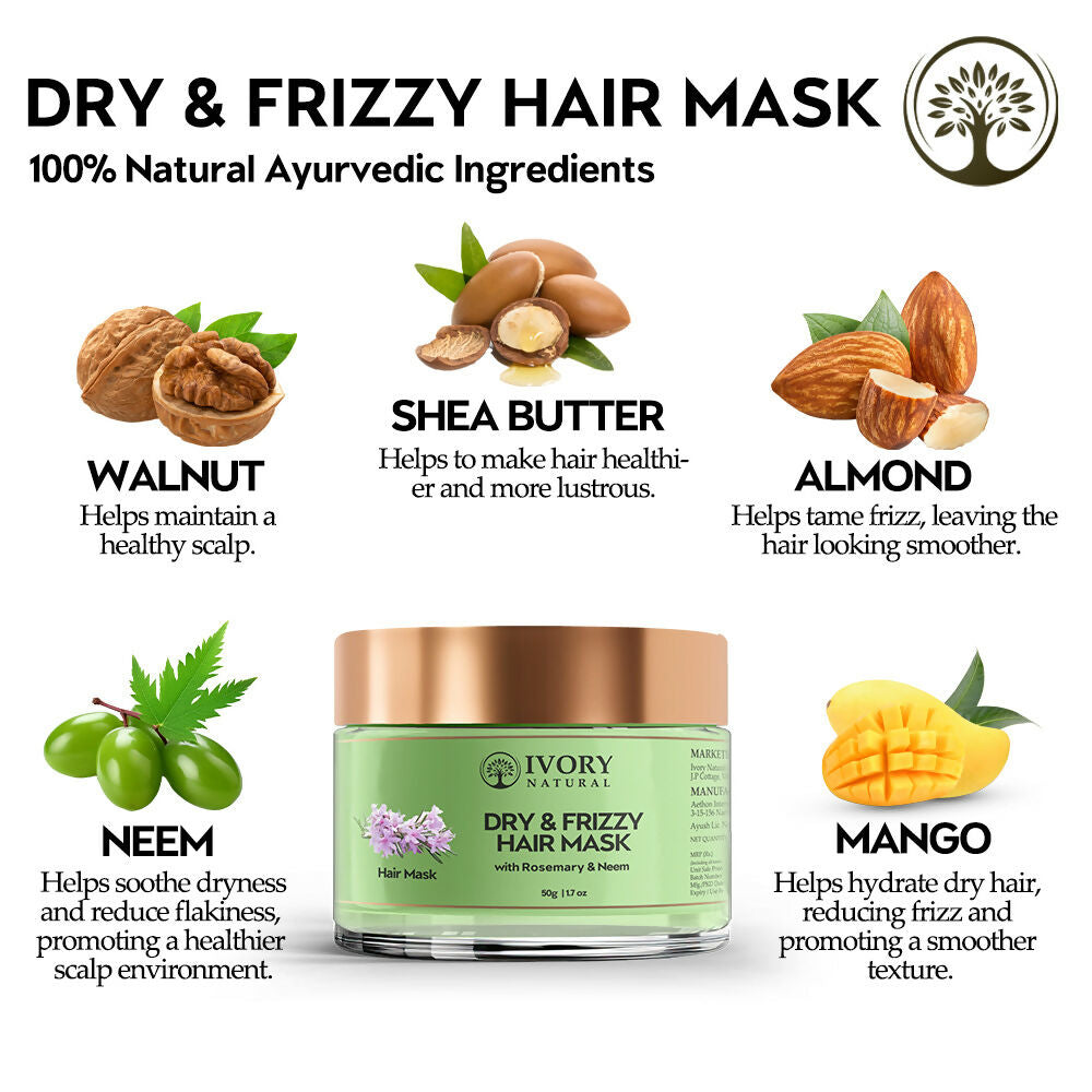 Ivory Natural Dry Rough Hair Mask For Smooths Hair, Frizz Reduction | Grocsy