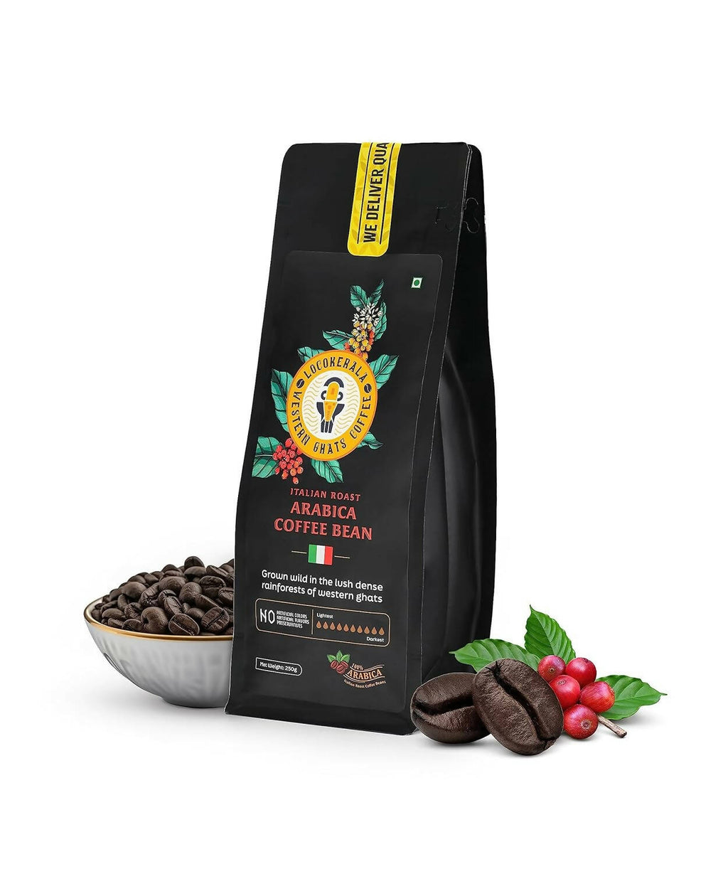 LocoKerala Western Ghats Italian Roast Arabica Whole Bean Coffee | Grocsy