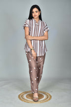 Morchari Digital Print Semi Muslin Co-Ord Set Top & Trouser-Multicolor | Grocsy