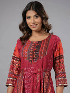 Juniper Women Plum Silk Printed Maxi Dress | Grocsy