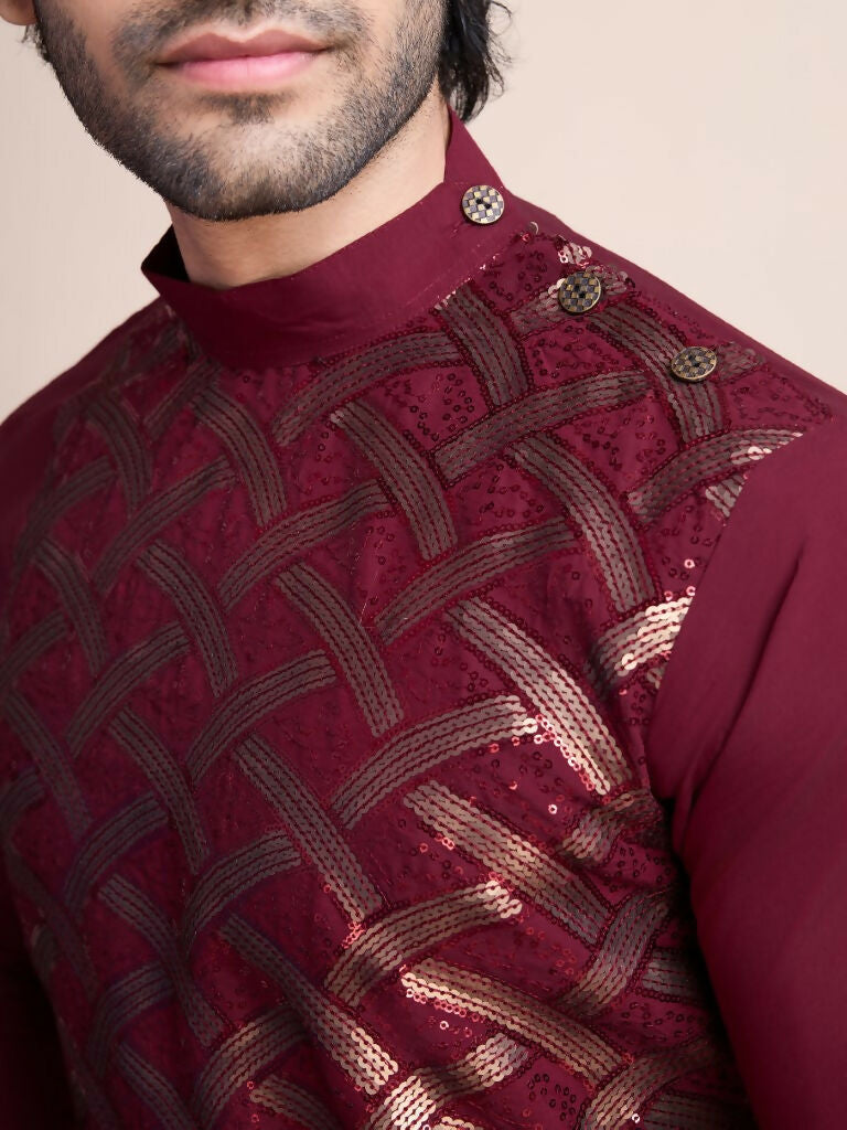 Vastranavya Traditional Festival Wear Pure Silk Thread & Sequence Embroidered Work Kurta | Grocsy