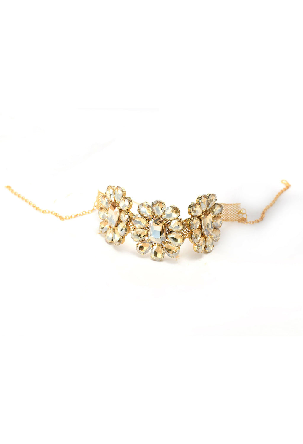 Mominos Fashion Joharkamal Gold-Polished Brass Finish Stone Choker For Women & Girls (Golden) | Grocsy