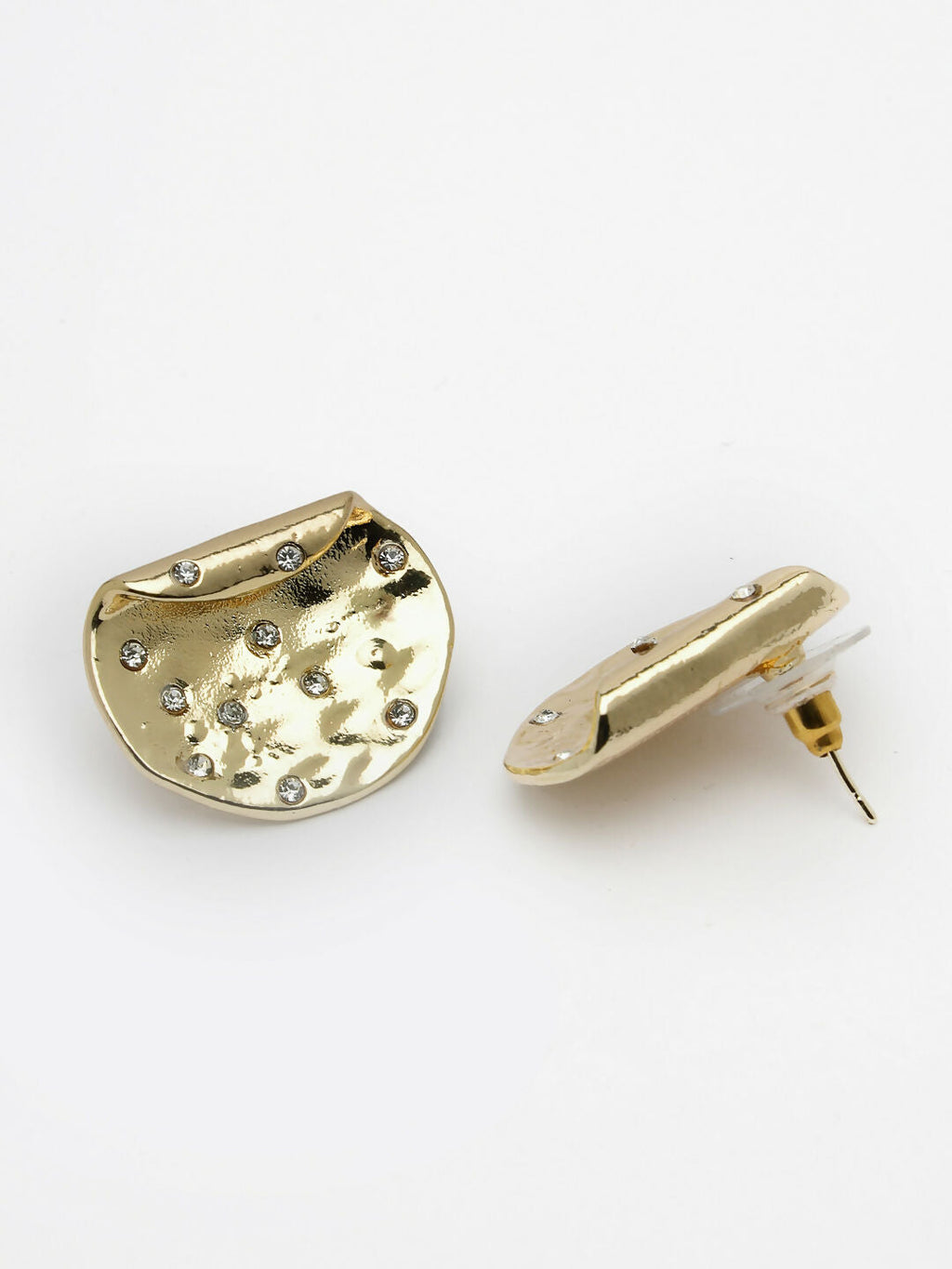 NVR Women's Set of 2 Gold & Silver Brass-Plated Artificial Stones Studded Studs Earring | Grocsy