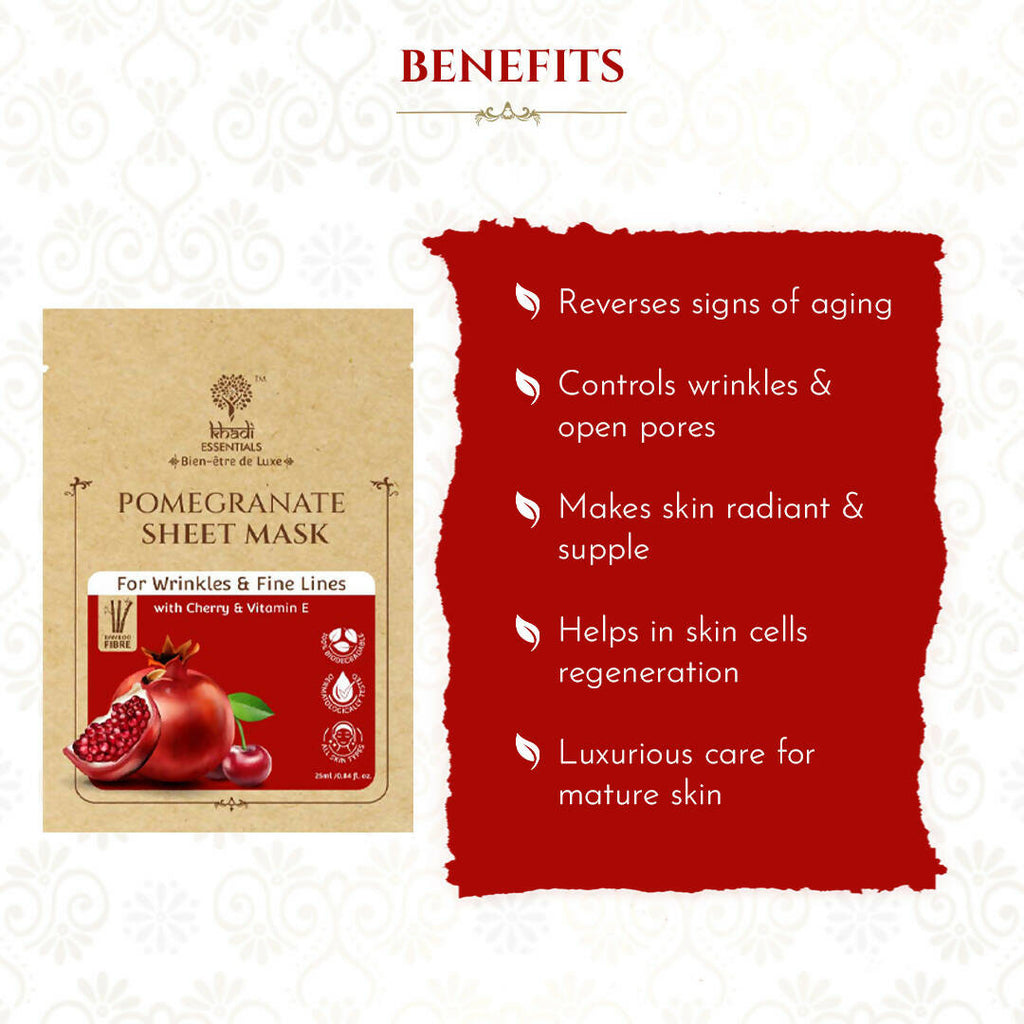Khadi Essentials Pomegranate Serum Sheet Mask | Grocsy