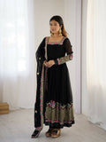 Teeya Creation Black Color Heavy Georgette Wedding Wear Embroidery Work Long Gown | Grocsy