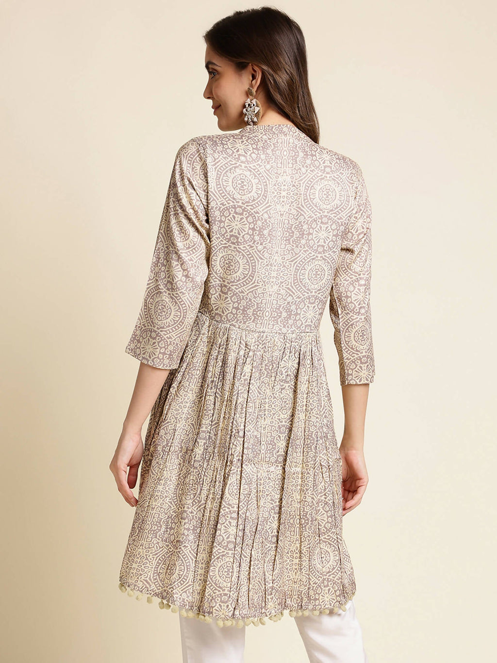 Grey Chiffon Paisley Printed Top - Himanshi | Grocsy