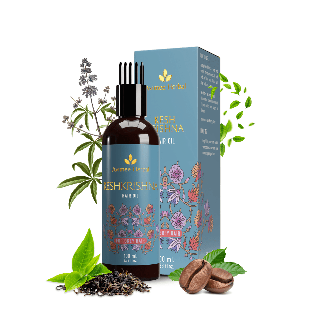 Avimee Herbal Anti Grey Hair Combo - Keshkrishna Hair Oil And Scalptone Grey Hair Serum, Restores Natural Color | Grocsy