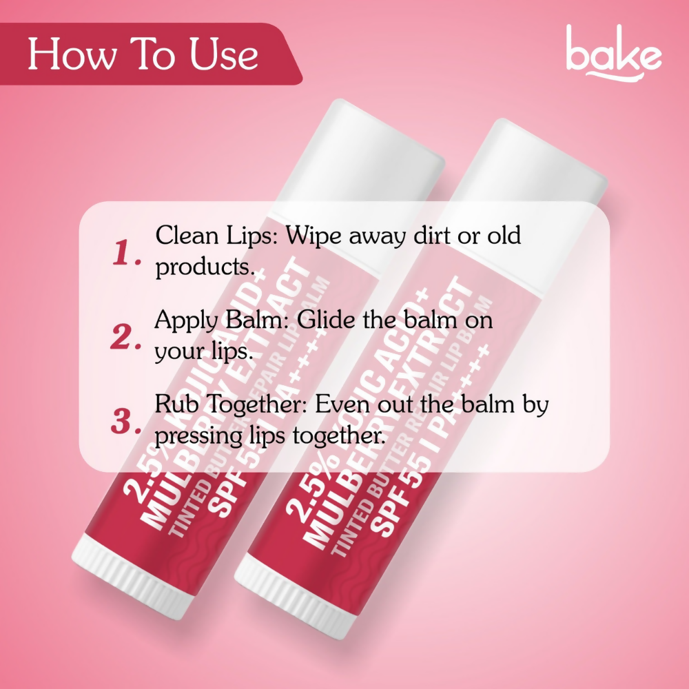 Bake 2.5% Kojic Acid Mulberry Extract Tinted Butter Brightening Lip Balm SPF 55 PA++++ | Grocsy
