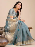 Shree Shyam Fashion Seoul Sea Green Organza Saree | Grocsy